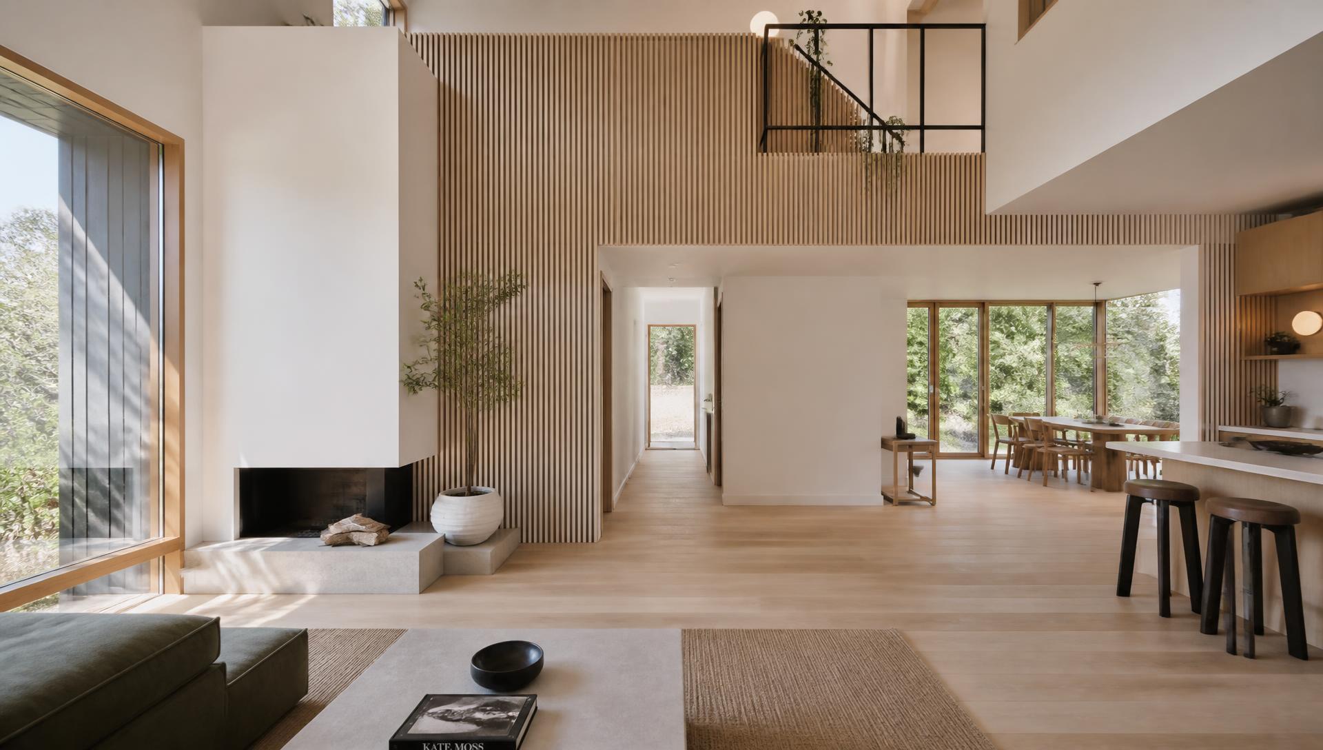 Moderne skandinavisk hjem med arkitektoniske detaljer og naturligt lys